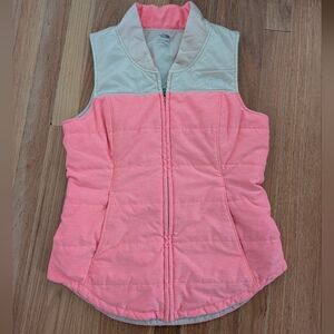 The North Face Pink & Cream Quilted Insulated Vest